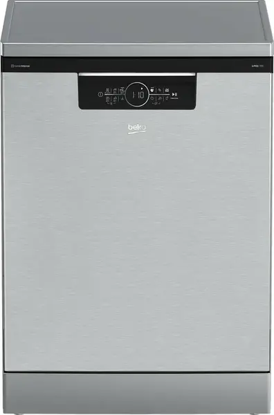 Masina de spalat vase Beko BDFN36560XC, 15 seturi, 11 programe, Clasa A, CornerIntense, SelfDry Active Ventilation, HomeWhiz prin WiFi, HygieneIntense, SteamGloss, Motor ProSmart Inverter, 60 cm (Inox)