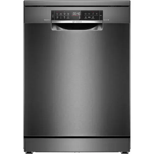 Masina de spalat vase Bosch SMS6ECC12E, 14 seturi, 8 programe, Touch control, ExtraDry, Sistem Rackmatic, Home Connect, EcoSilence Drive, Tab-count, Clasa A, 60 cm (Inox/Negru)