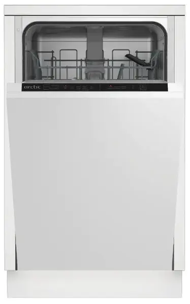 Masina de spalat vase incorporabila Arctic Slim DIS1502, 10 seturi, 5 programe, Clasa E, Sistem dedurizare ape, Aqua Protect, Amanare pornire, 45 cm (Alb)