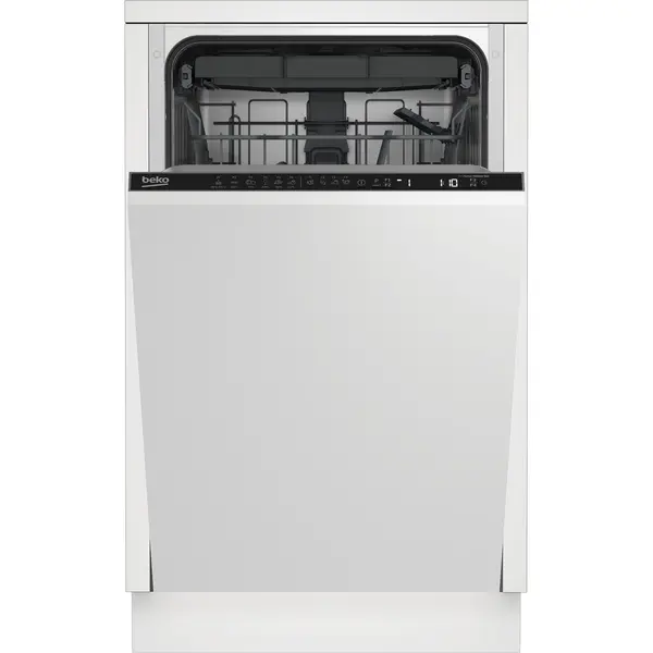 Masina de spalat vase incorporabila Beko BDIS35030, 10 seturi, 6 programe, Clasa D, Slim, LedSpot™, Dozator glisant pentru detergent, Half Load