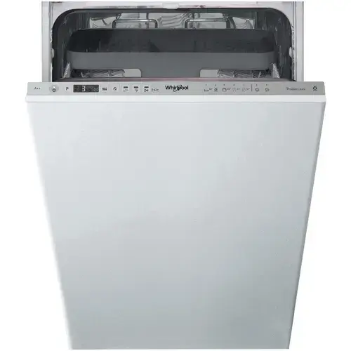 Masina de spalat vase incorporabila Whirlpool WSIO3T223PCEX, 10 seturi, 7 programe, Clasa E, 6th Sense, Power Clean, 45 cm