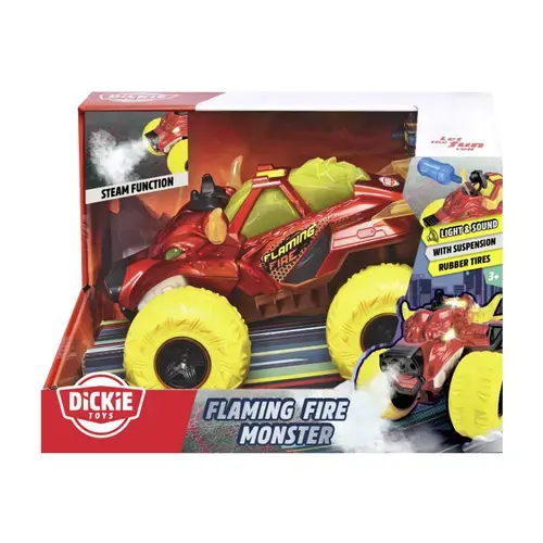 Masina de teren DICKIE Flaming Fire Monster cu lumini si sunete, 25cm