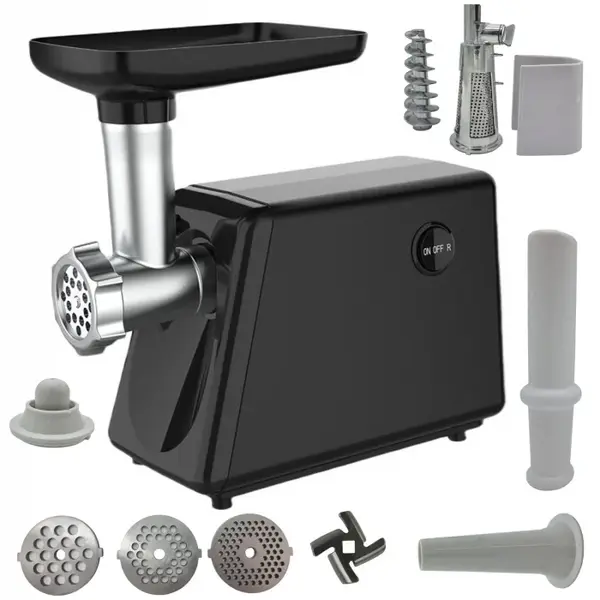Masina de tocat carne 4 in 1 Ural Campion, 7 stele , 3500W, 3 site incluse, accesoriu rosii, carnati, chitele kebe, Neagra