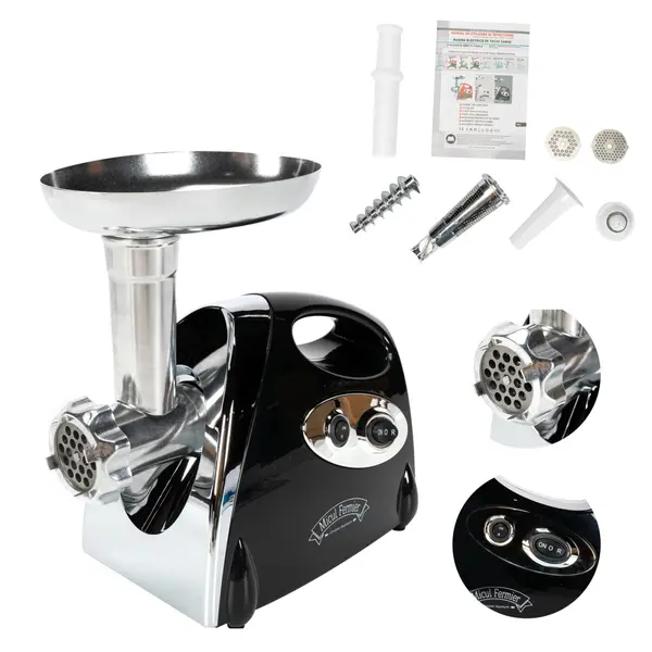 Masina de Tocat Carne Electrica, 1400W, 100 Kg/h, cu Accesoriu Pentru Rosii si Carnati, Micul Fermier