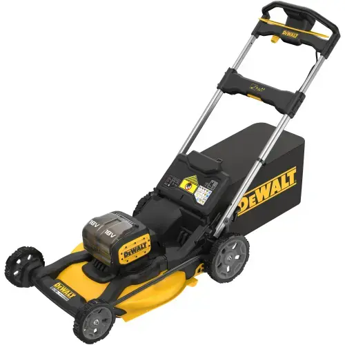 Masina de tuns gazon/iarba pe acumulator DeWALT DCMWP134N, 2 x 18V XR, motor fara perii, latime taiere 53 cm, inaltime taiere 25-102 mm, 6 trepte de taiere, 2 lame, functie 3 in 1, cos colector 67 L, include: incarcator + 2 acumulatori 18V 8.0 Ah