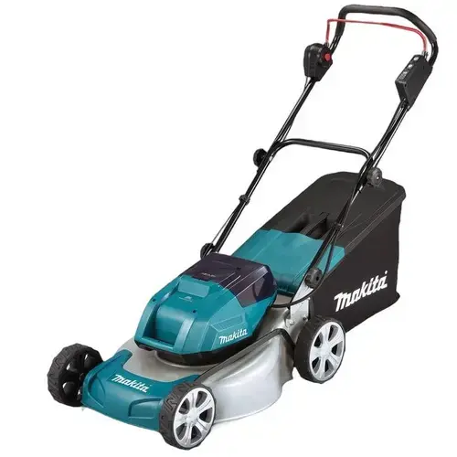 Masina electrica tuns gazonul profesionala Makita DLM460Z, 18 V, 5 Ah, 46 cm latime lucru, 60 l sac colector, fara acumulatori si incarcator