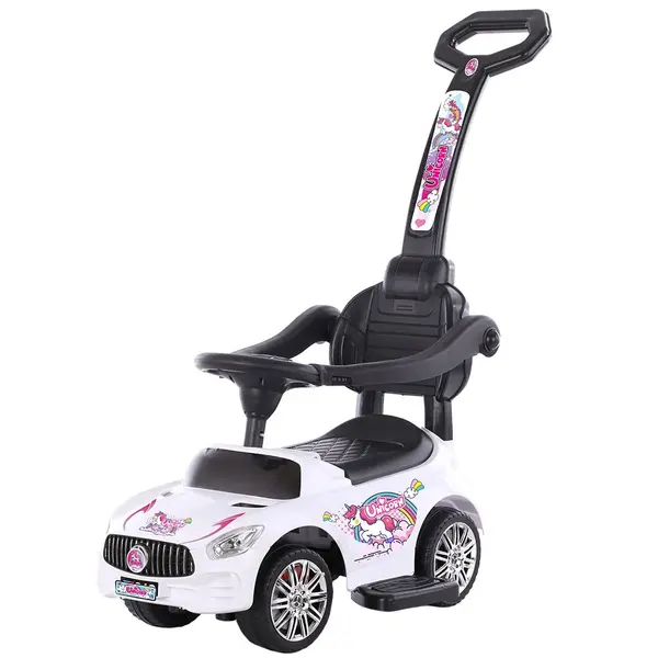 Masinuta copii de impins Chipolino Unicorn white cu maner si bara de siguranta detasabile, spatiu de depozitare sub sezut, suport pentru picioare recomandata copiilor cu varsta mai mare de 1,5 ani