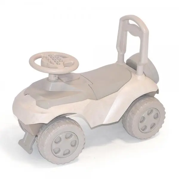 Masinuta copii Ride-On Music 014202eco Beige Brown, spatar cu posibilitatea de impingere, inaltimea scaunului 29 cm