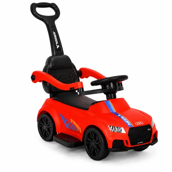 Masinuta de impins 2 in 1 cu melodii, lumini si maner parental detasabil - Rosu