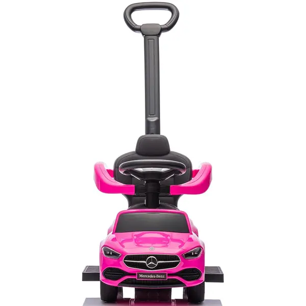 Masinuta de impins cu maner Chipolino Mercedes Benz C-Class Pink cu bara de siguranta, suport pentru picioare, spatiu depozitare, volan cu sunete, greutate admisa 25 kg