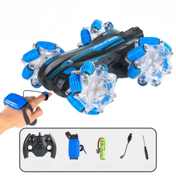 Masinuta de jucarie 4x4 cu control prin gesturi si telecomanda, off-road, fata dubla, lumini LED
