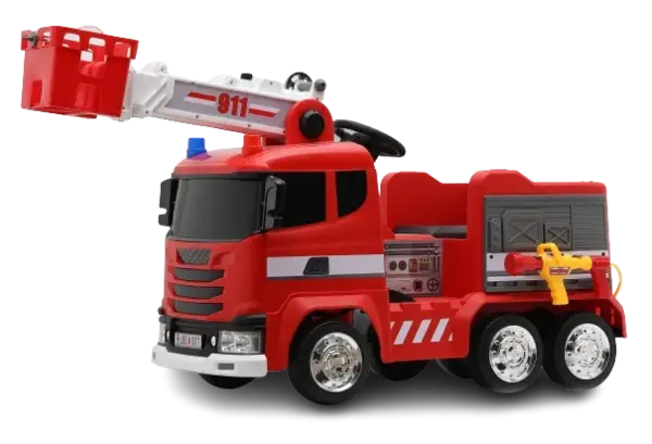 Masinuta de pompieri electrica pentru copii, Kinderauto B911, 140W, 12V-10Ah, bluetooth, rosie