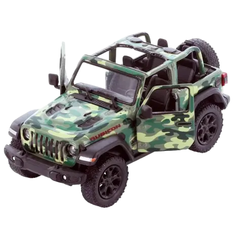 Masinuta die-cast Jeep Wrangler 2018, scara 1:34, cu functie pull-back, 12.5 cm lungime, fara capota, verde