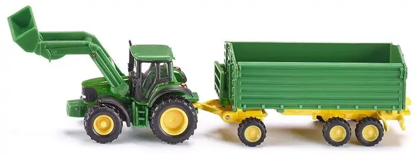 Mașinuță din metal Siku Farmer - Tractor cu cupa si remorca, John Deere, 1:87