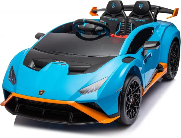 Masinuta electrica cu functie drift Lamborghini Huracan STO, putere 220W, 12V Premium, albastra