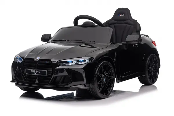 Masinuta electrica pentru copii, Bmw M4, 90W, 12V 7Ah, roti EVA, scaun tapitat, negru