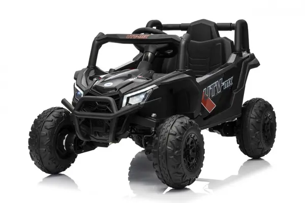 Masinuta electrica pentru copii Buggy Madman UTV-MX Black, 4 motoare 35W, baterie 12V10Ah, telecomanda 2.4 GHz, roti spuma EVA 24x10 cm, sarcina maxima 30 kg, scaun piele ecologica, deschidere usi, MP3, USB, Bluetooth