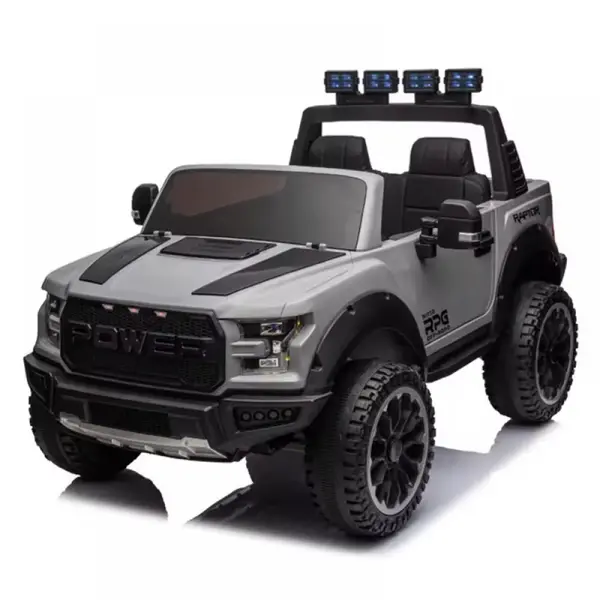 Masinuta electrica pentru copii, dotari premium, 4x4, 2 locuri, 4 motoare 390, roti EVA, scaune piele ecologica, telecomanda parinti 2.4G, bluetooth, LED, suspensii, 12V 7Ah, 134 x 83 x 86 cm, culoare gri