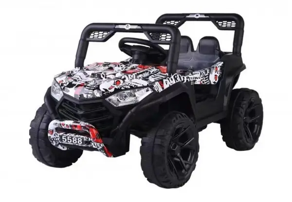 Masinuta electrica pentru copii Novokids Buggy Mini UTV cu faruri luminoase, telecomanda, 3-6 ani , max 30 kg, 3 viteze, model Offroad Alb