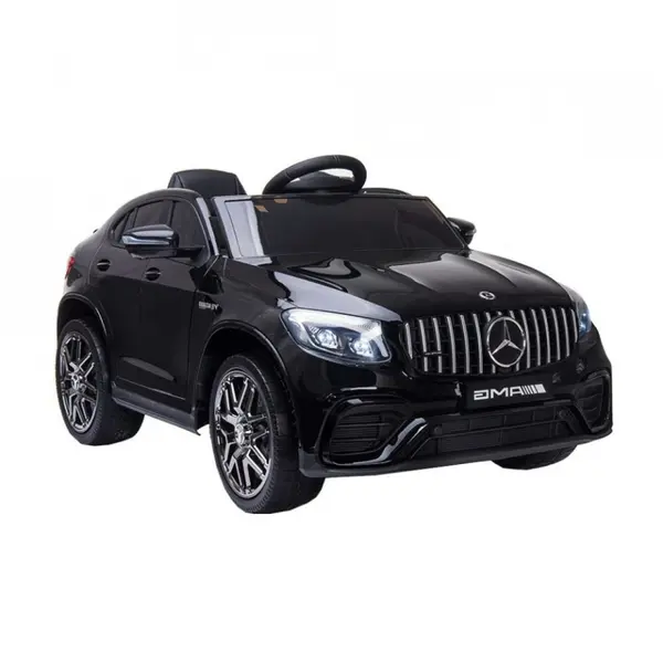 Masinuta electrica pentru copii Novokids Mercedes GLC 63 AMG Negru, 12V, roti din cauciuc EVA, 3-8 ani, usi cu deschidere, 2 viteze, lungime 115 cm, 2 motoare 390 W