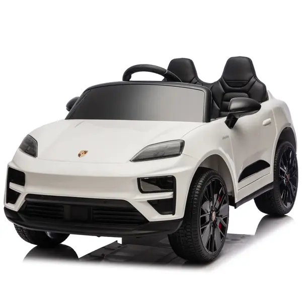 Masinuta electrica pentru copii, Porsche Macan, 140W 12V, roti EVA, scaun tapitat, echipata premium, alba