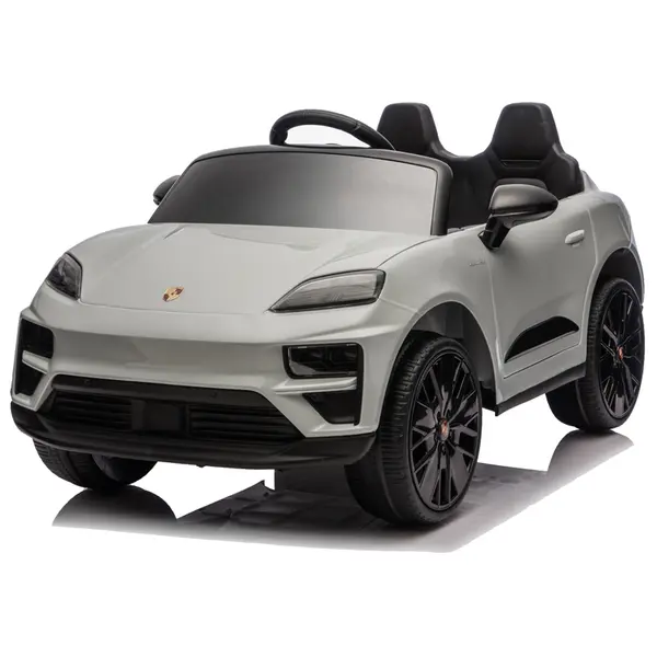 Masinuta electrica pentru copii, Porsche Macan, 140W 12V, roti EVA, scaun tapitat, echipata premium, gri