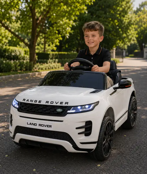 Masinuta electrica pentru copii Range Rover Evoque Alb, 12V 10Ah, 4 motoare, suspensii, telecomanda 2.4G, roti cauciuc, scaun piele, 3 ani+