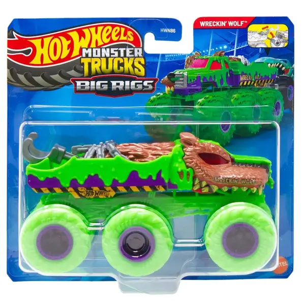 Masinuta Hot Wheels Monster Truck, Big Rigs, Wreckin Wolf, JHY76
