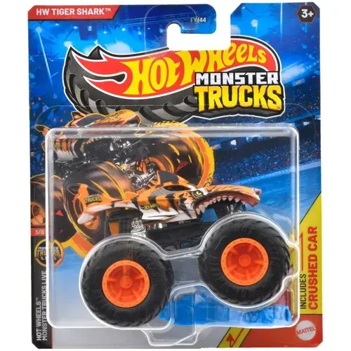Masinuta Hot Wheels Monster Truck - HW Tiger Shark, scara 1:64