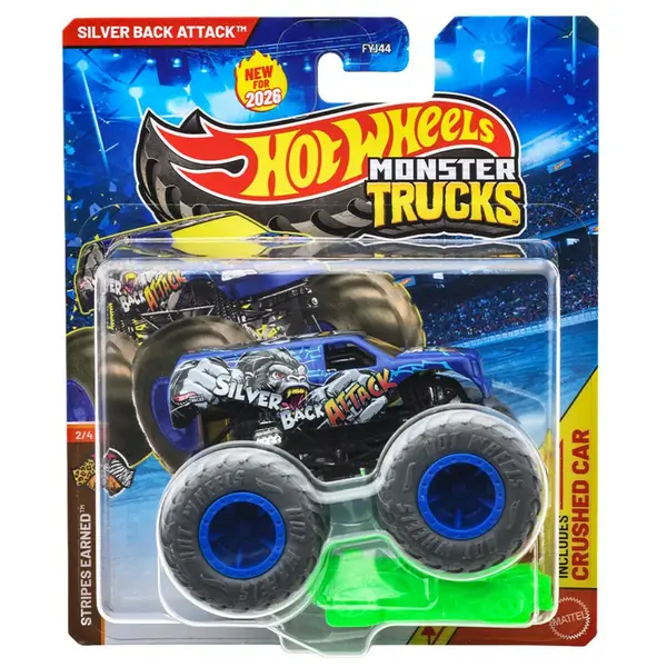 Masinuta Hot Wheels, Monster Truck, Silver Back Attack, JHY67