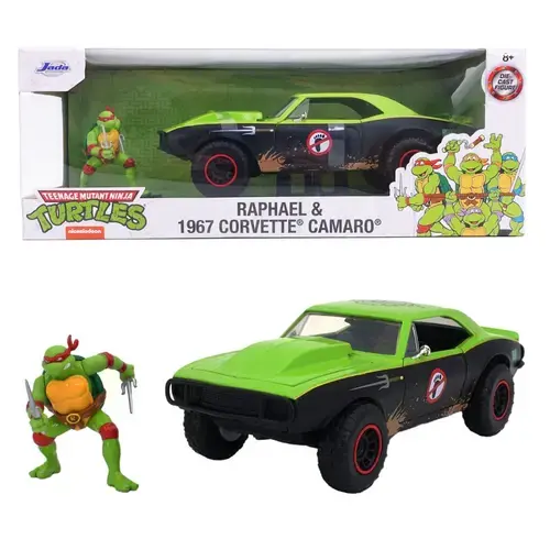 Masinuta Jada Toys cu figurina Testoasele Ninja, Raphael, Chevy Camaro 1:24