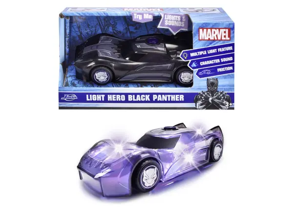 Masinuta - Marvel - Light Hero Black Panther, cu sunete si lumini | Jada Toys