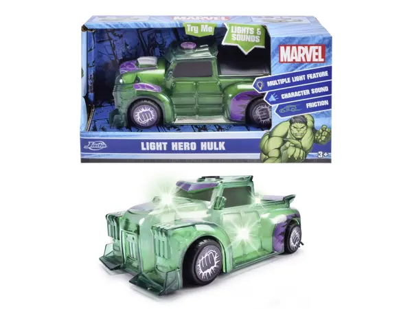 Masinuta - Marvel - Light Hero Hulk, cu sunete si lumini | Jada Toys