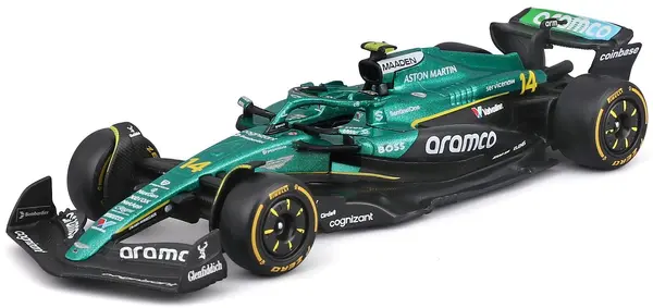 Mașinuță metalică Bburago - Aston Martin F1 AMR25, 1:43, Fernando Alonso