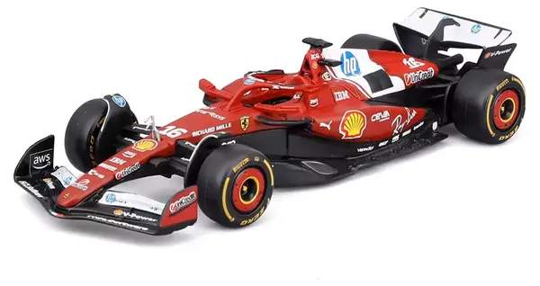 Mașinuță metalică Bburago - Ferrari F1 SF-25, Echipa Scuderia Ferrari, #16 Charles Leclerc, 2025, 1:64