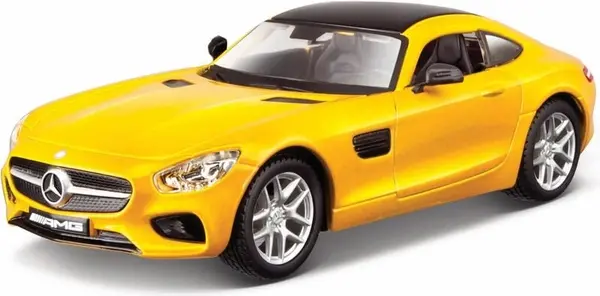 Mașinuță metalică Bburago - Mercedes Benz AMG GT (C190) 2016, 1:32, galbenă
