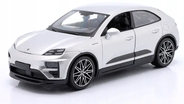 Mașinuță metalică Bburago - Porsche Macan Turbo Electric 2024, 1:24, argintiu