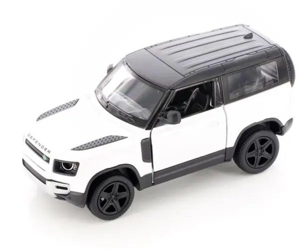 Mașinuță metalică Kinsmart - Land Rover Defender 90, 1:36, alb