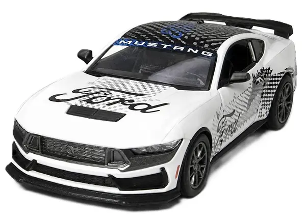 Mașinuță metalică Kinsmart Livery Edition - 2024 Ford Mustang Dark Horse, 1:38, alb