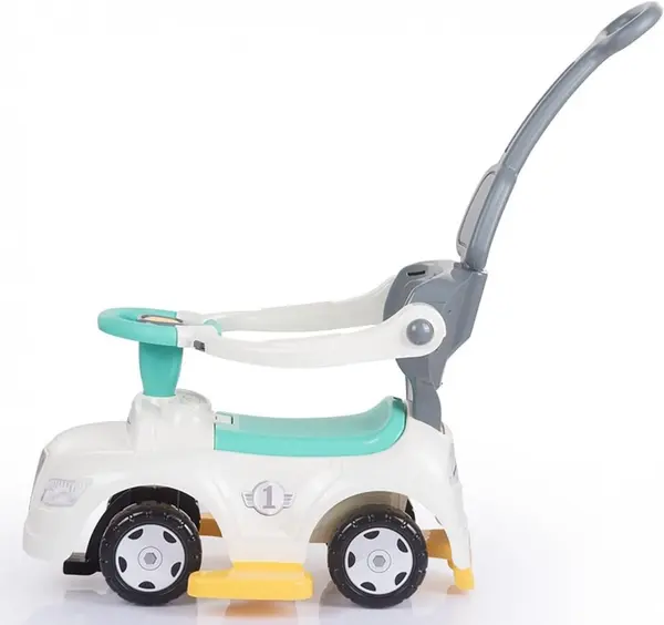 Masinuta pentru copii fara pedale Dolu Ride on Pastel 3 in 1, maner parental detasabil, suport pentru picioare, bara de protectie, de la 12 luni, greutate de maxim admisa 23 kg