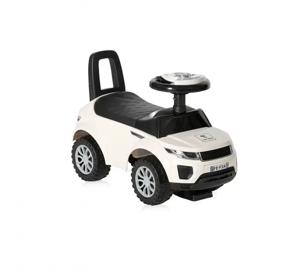 Masinuta pentru copii fara pedale Lorelli White cu muzica, sunete si lumini, spatar inalt, spatiu pentru depozitarea jucariilor, protectie impotriva rasturnarii, inaltime de la sol la sezut 25 cm