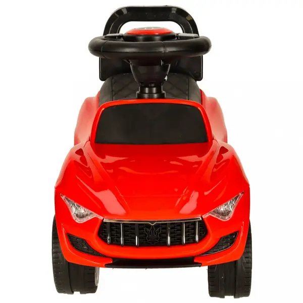 Masinuta pentru copii fara pedale Red Baby Car, cu sunete si lumini, spatar inalt cu posibilitatea de impingere, spatiu de depozitare, 3-6 ani, greutate maxima admisa 30 kg
