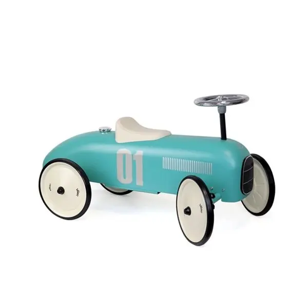 Masinuta pentru copii fara pedale Vilac metal aqua blue cu design retro