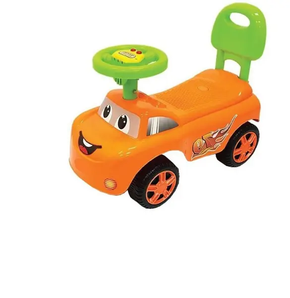 Masinuta pentru copii Novokids Dream Car Portocaliu fara Pedale, greutate admisa 25 kg, Cu Sunete, Spatar de Protectie si Volan