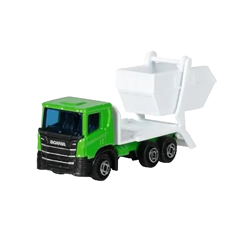 Masinuta utilitara die-cast, scara 1:102, 7.5 cm lungime, camioneta de gunoi Scania