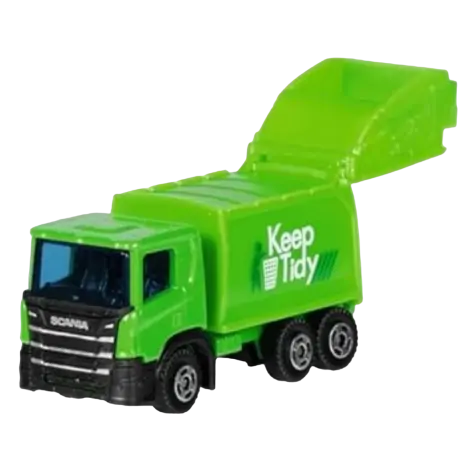 Masinuta utilitara die-cast, scara 1:102, 7.5 cm lungime, camion de gunoi