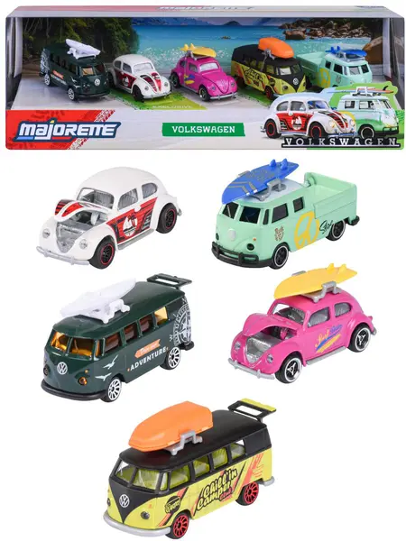 Mașinuțe metalice Majorette - Volkswagen, 5 buc, 1:64