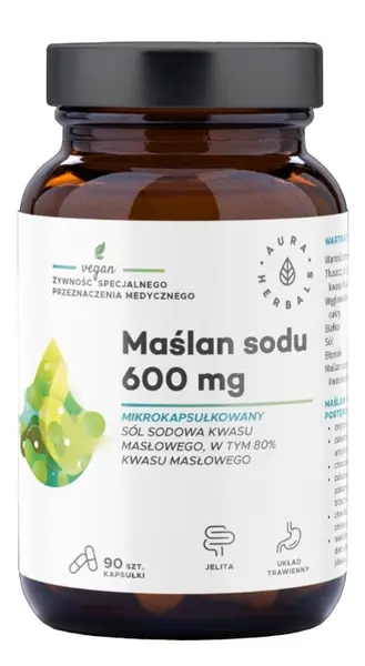 Maslan sodu Butirat de sodiu, 300 mg, 90 capsule, Aura Herbals