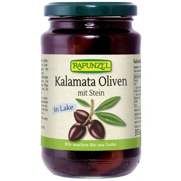 Masline Kalamata violet cu samburi in saramura, eco - 355 g