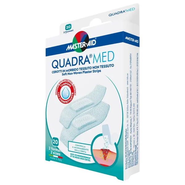 MASTER-AID Plasturi piele sensibila Quadra Med 2 marimi x20buc